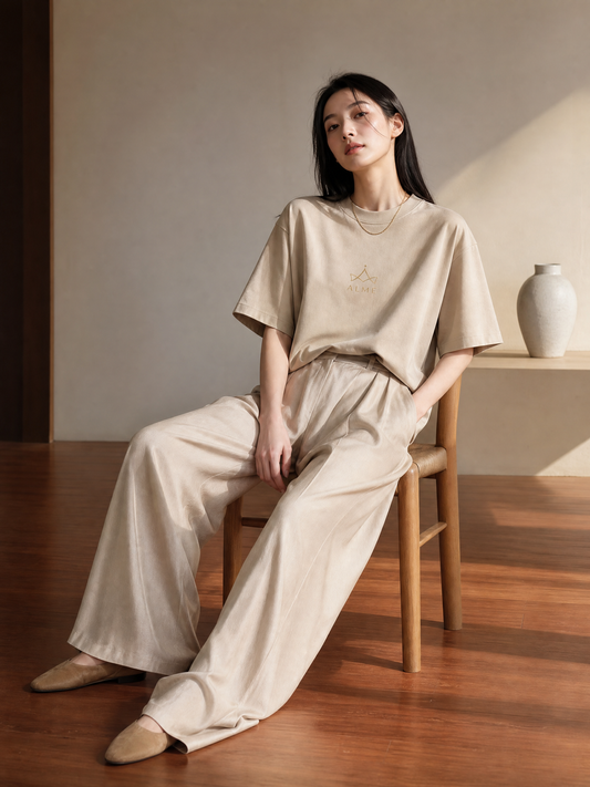 ALME Premium Signature T shirt　CHAMPANGNE BEIGE